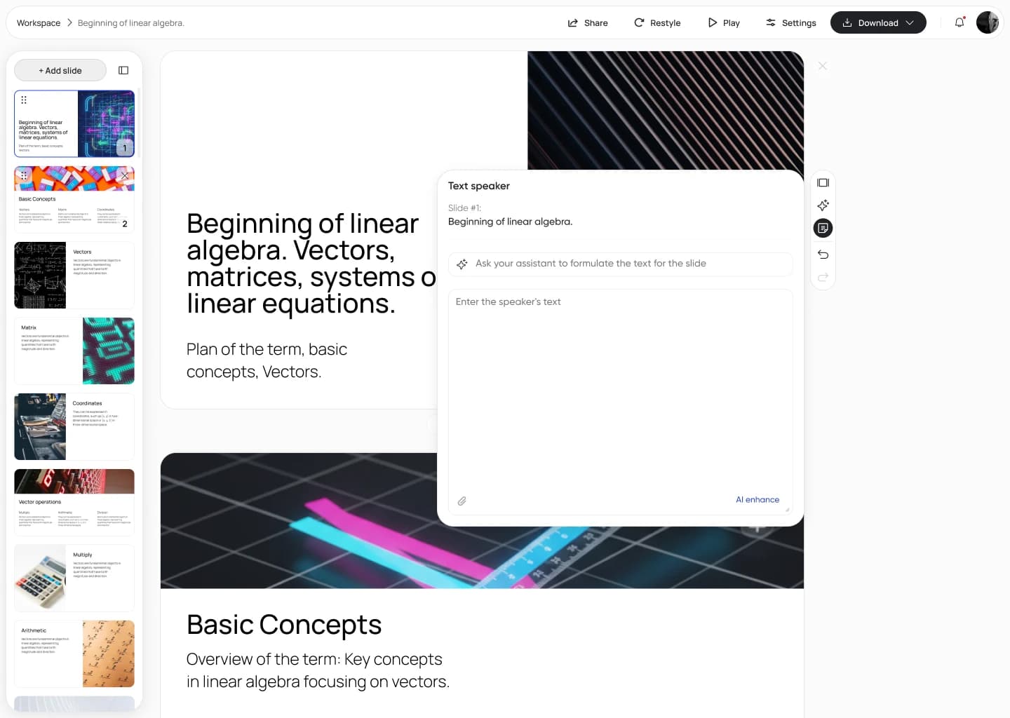 AI Assistant for Speaker Notes